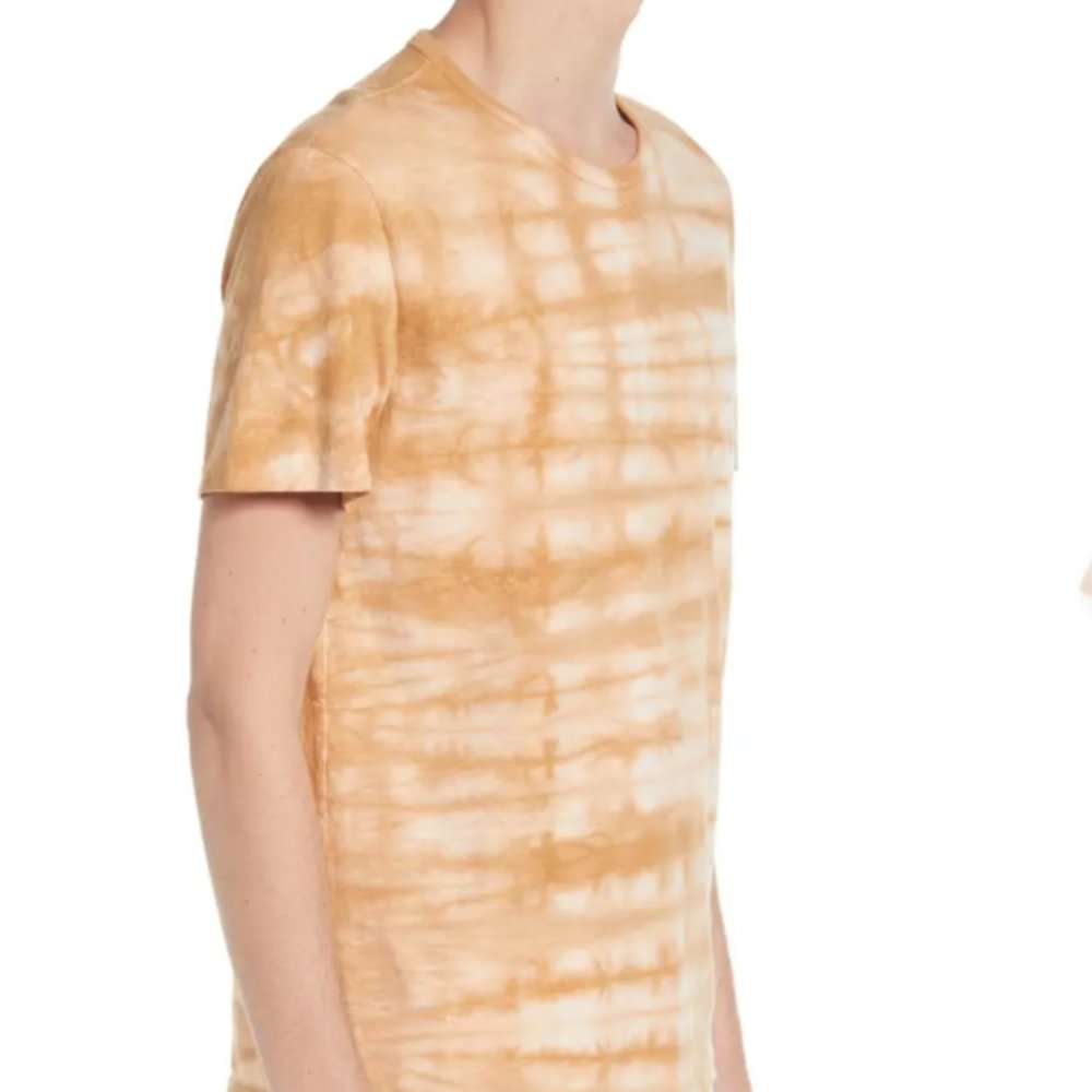 AllSaints Mens Natural Plant Dye Tie Dye Crew Neck T-Shirt Tan NWT
